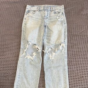 AE Super High Rise Ankle Straight Distressed